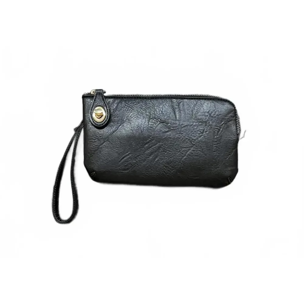 Threaded Pear‎ Vegan Leather Black Wristlet w/Twist Lock